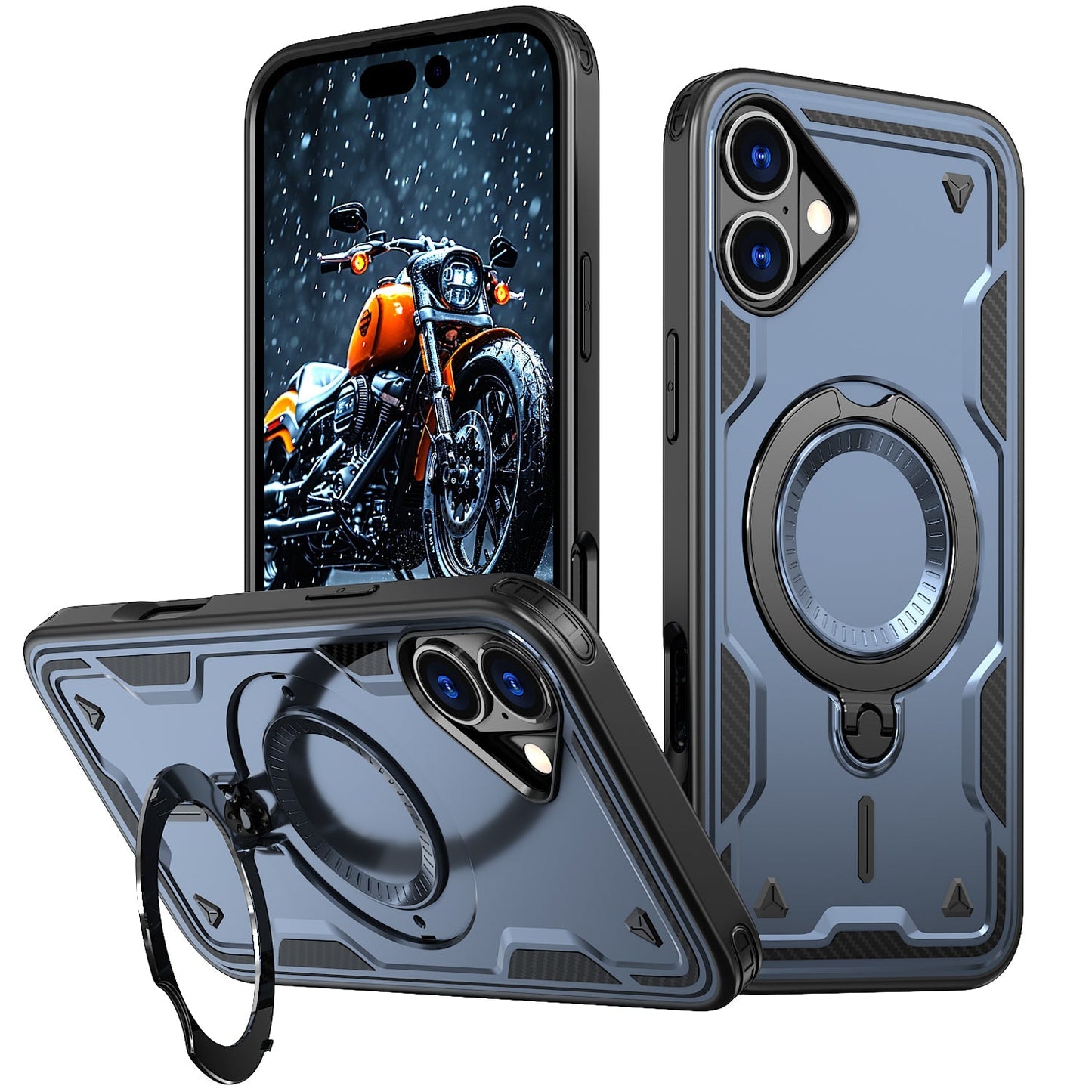 New PC Hybrid TPU Armor MagSafe Ring Holder Phone Case for iPhone