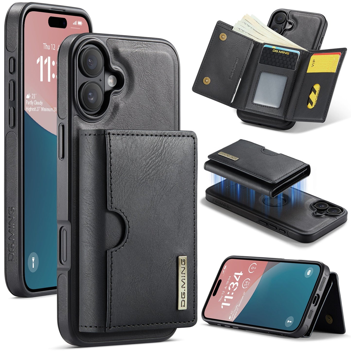 New 2-IN-1 RFID Blocking Wallet Card Holder Leather Phone Case for iPhone