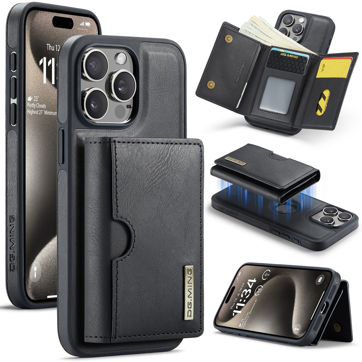 New 2-IN-1 RFID Blocking Wallet Card Holder Leather Phone Case for iPhone