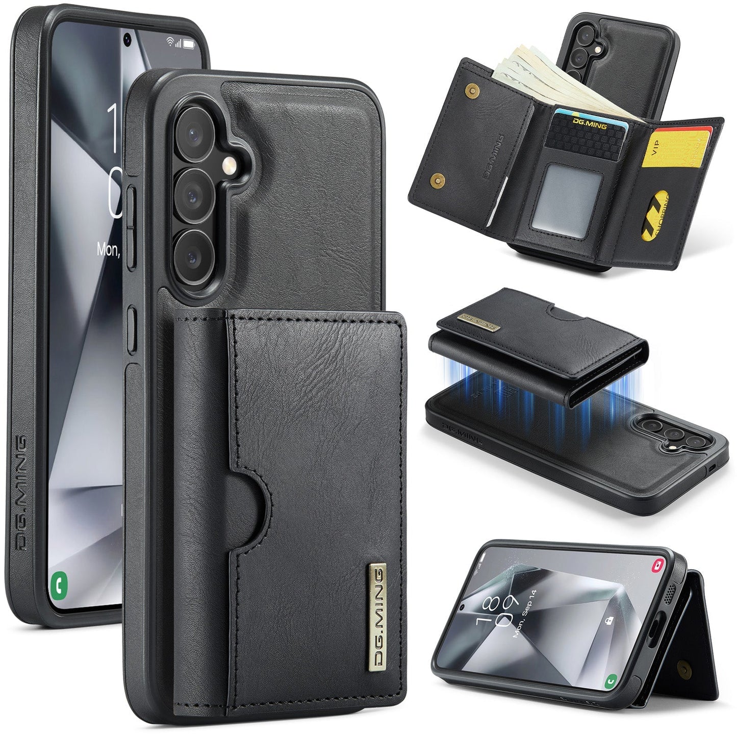 New 2-IN-1 RFID Blocking Wallet Card Holder Leather Phone Case for Samsung