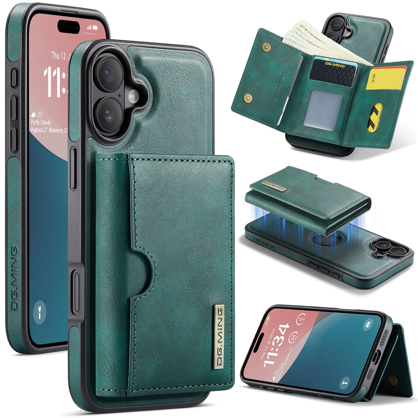 New 2-IN-1 RFID Blocking Wallet Card Holder Leather Phone Case for iPhone