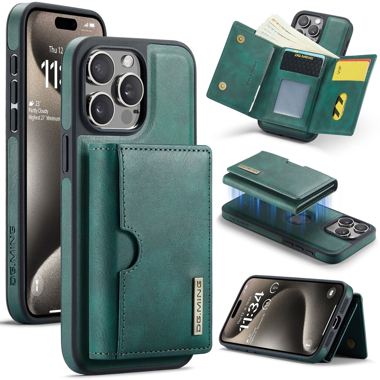 New 2-IN-1 RFID Blocking Wallet Card Holder Leather Phone Case for iPhone