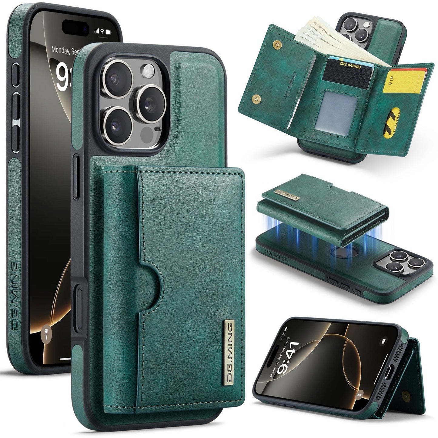 New 2-IN-1 RFID Blocking Wallet Card Holder Leather Phone Case for iPhone