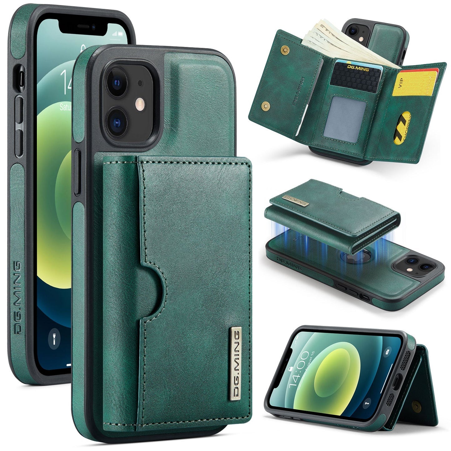 New 2-IN-1 RFID Blocking Wallet Card Holder Leather Phone Case for iPhone
