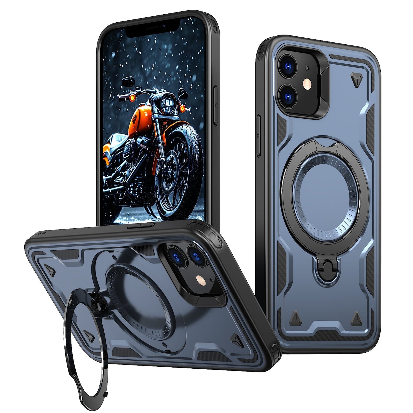 New PC Hybrid TPU Armor MagSafe Ring Holder Phone Case for iPhone