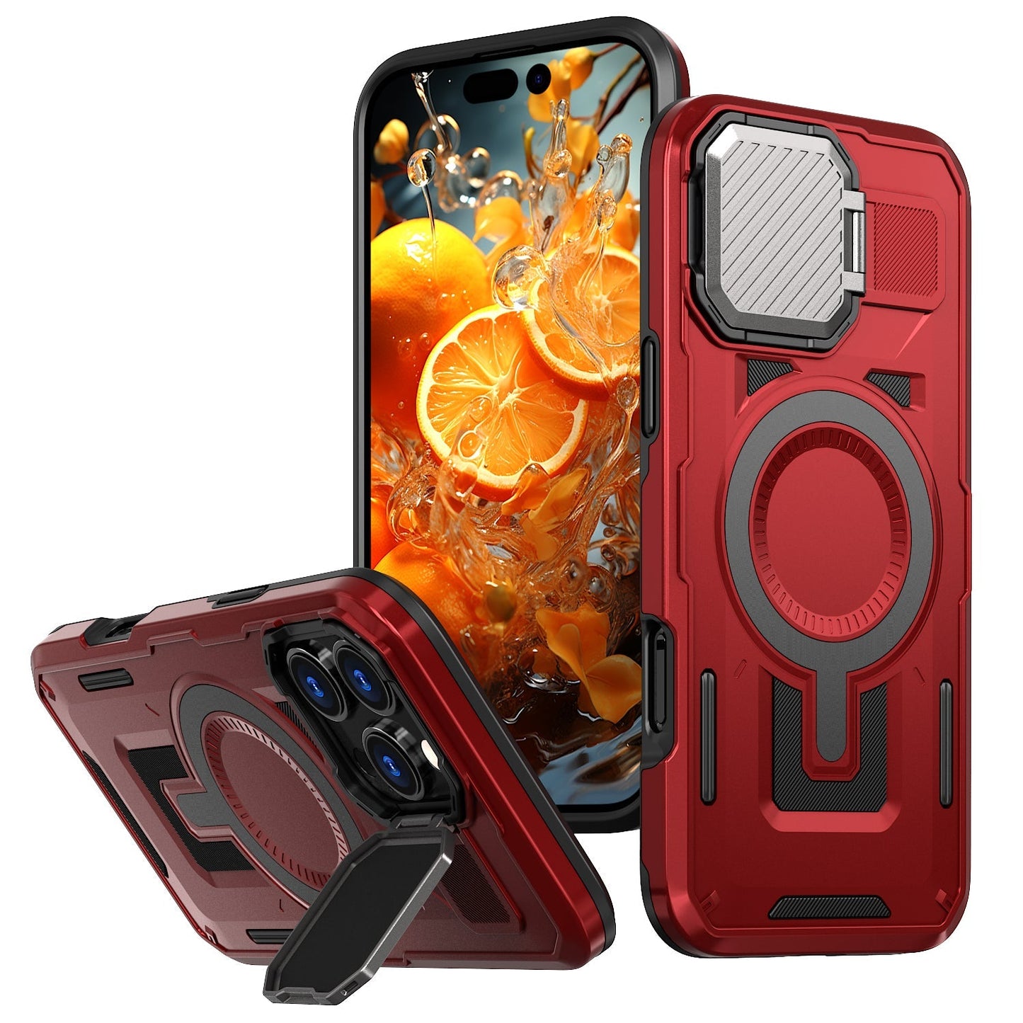 New Lens Bracket Magnetic Military Anti-Fall Phone Case for iPhone 16/16 Pro/16 Plus/16 Pro Max