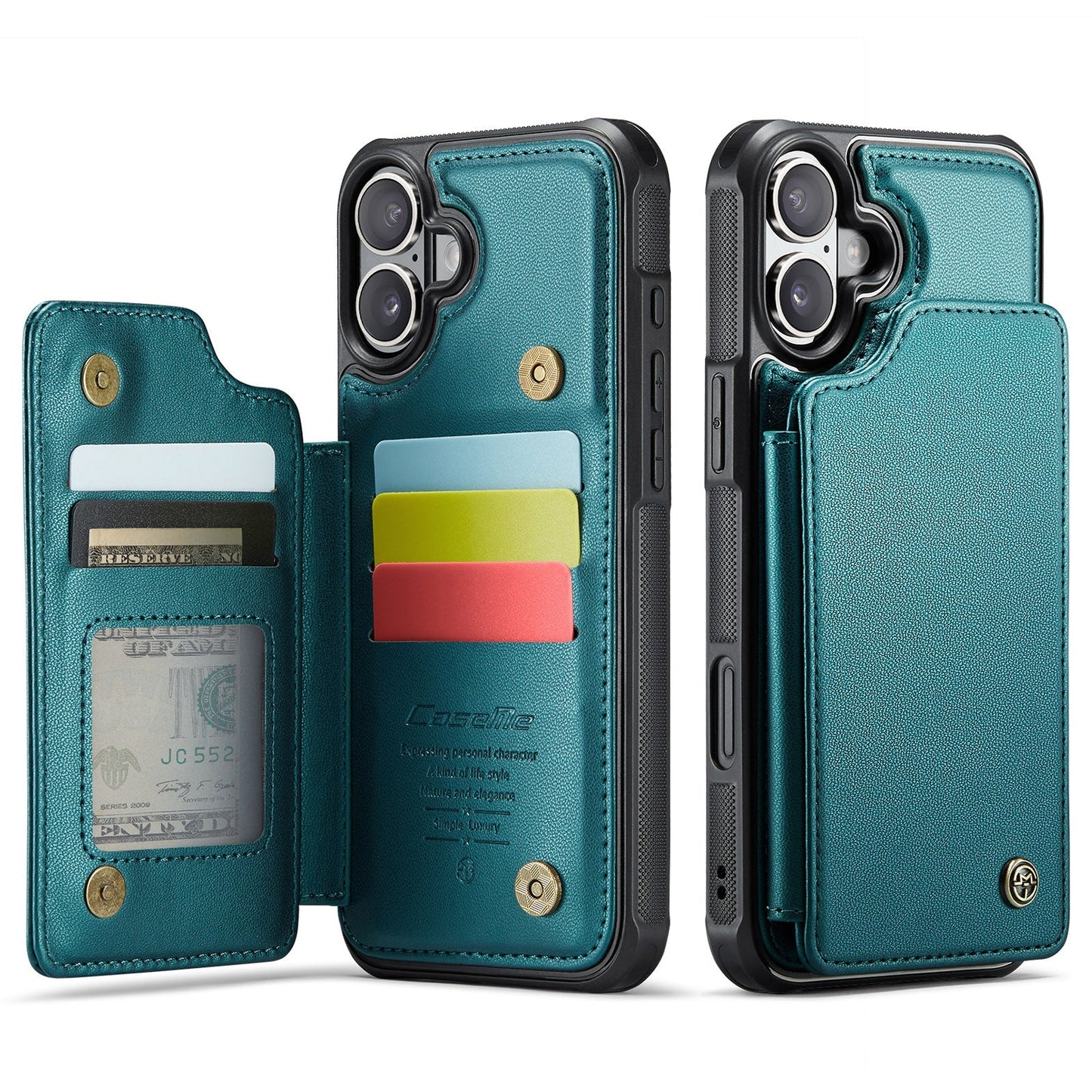 New RFID Blocking Card Holder Leather Phone Case for iPhone