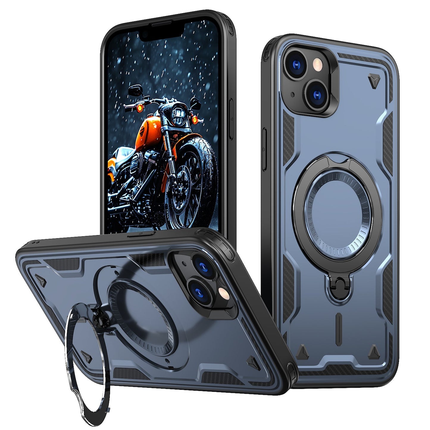 New PC Hybrid TPU Armor MagSafe Ring Holder Phone Case for iPhone