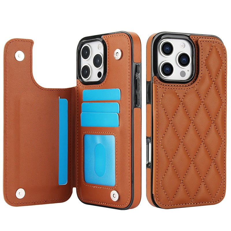 New RFID Blocking Card Holder Leather Phone Case for iPhone 16/16e/16 Pro/16 Plus/16 Pro Max