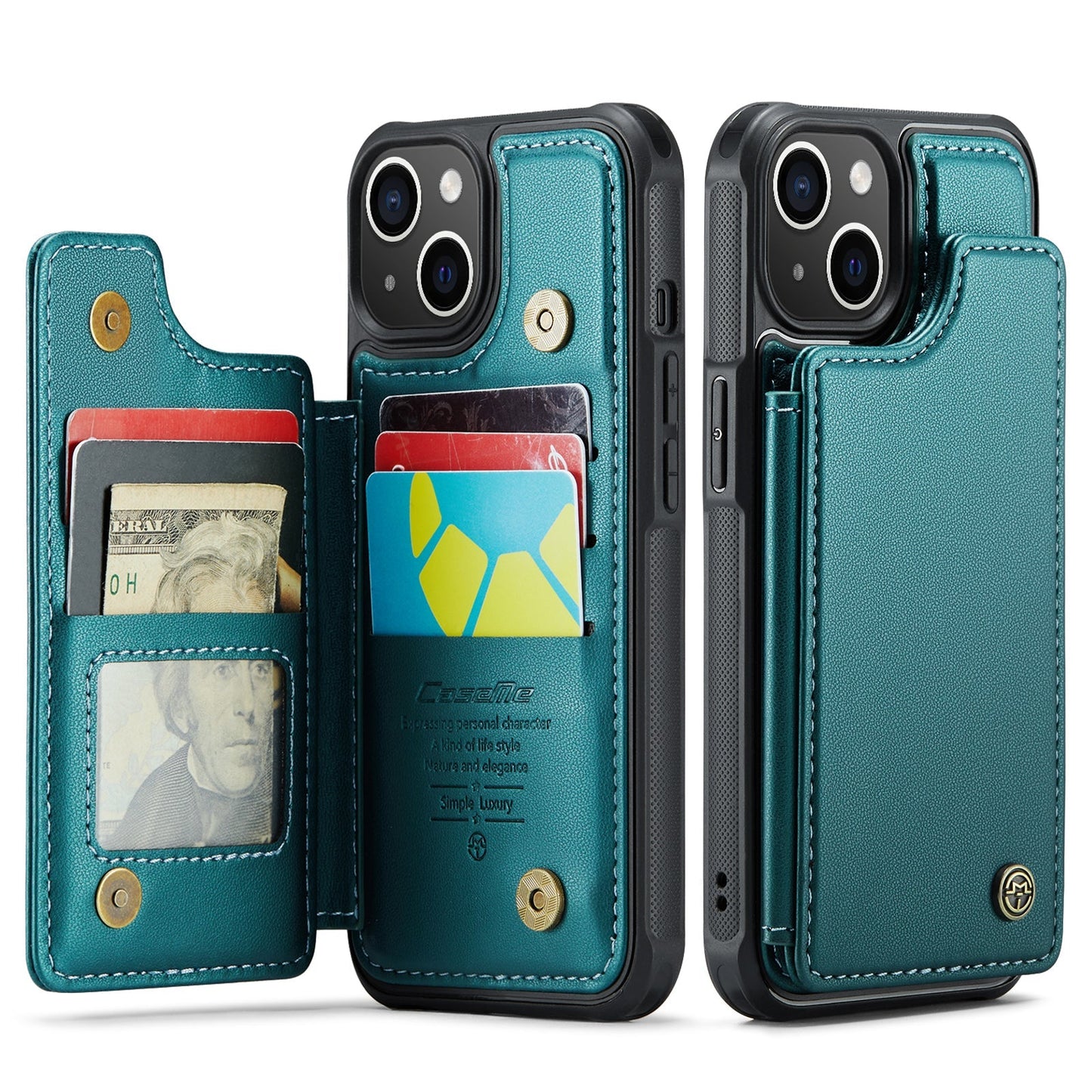 New RFID Blocking Card Holder Leather Phone Case for iPhone