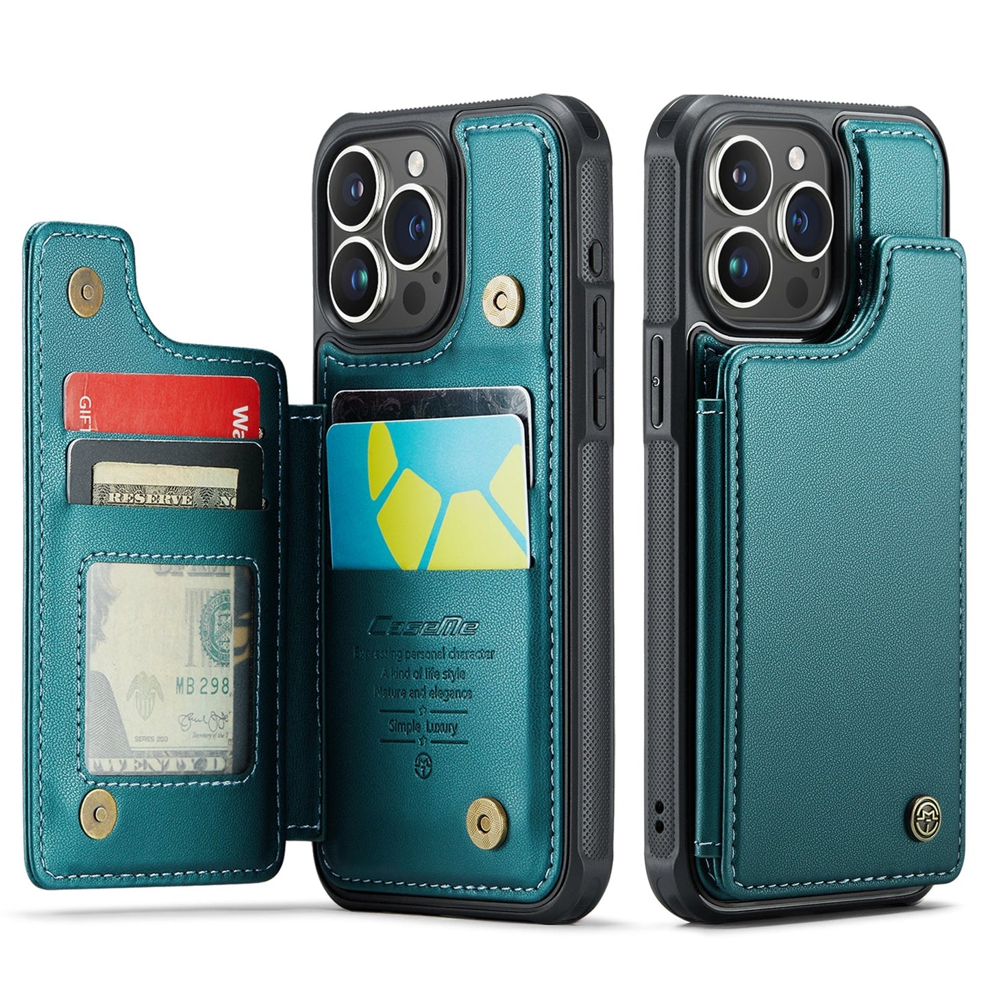 New RFID Blocking Card Holder Leather Phone Case for iPhone