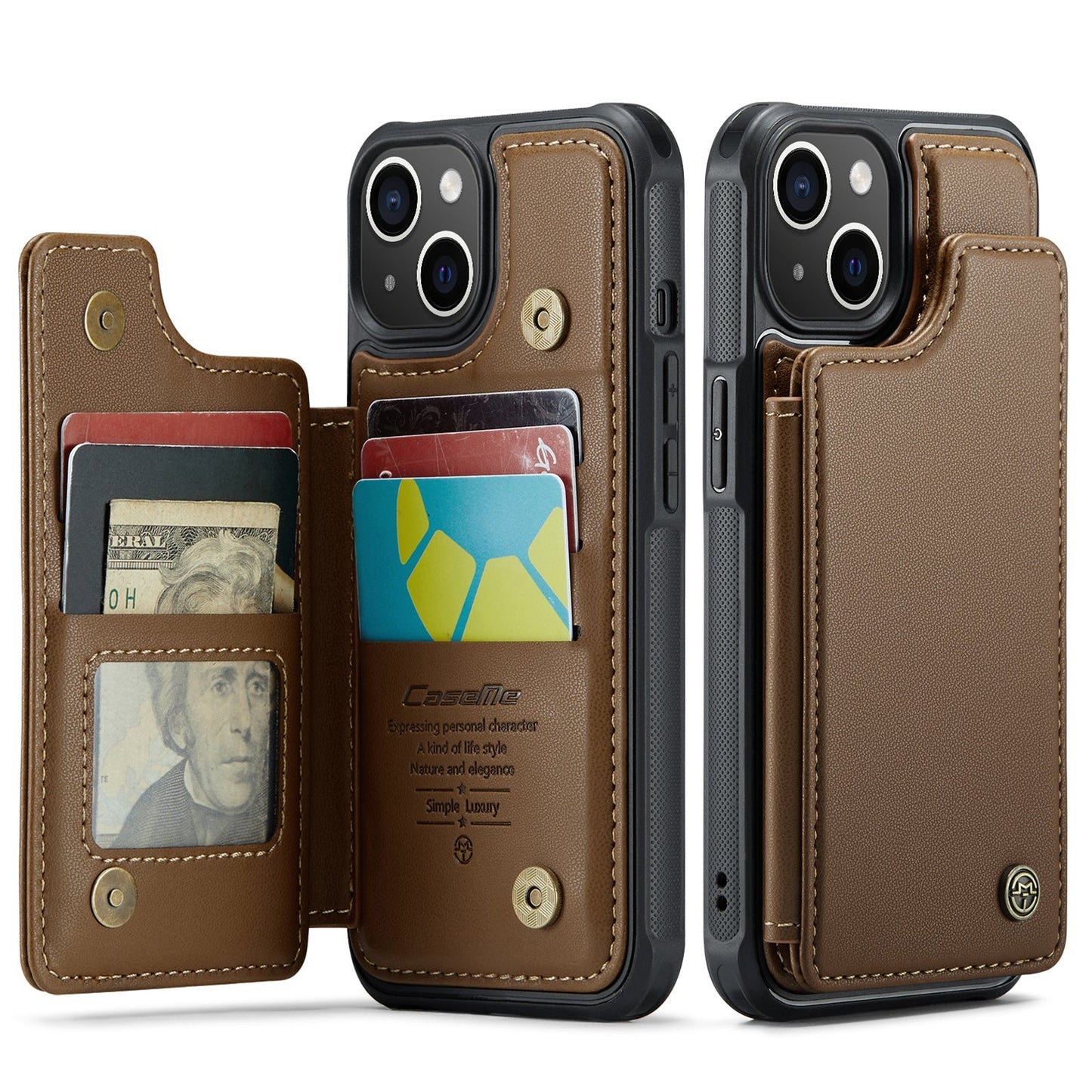 New RFID Blocking Card Holder Leather Phone Case for iPhone