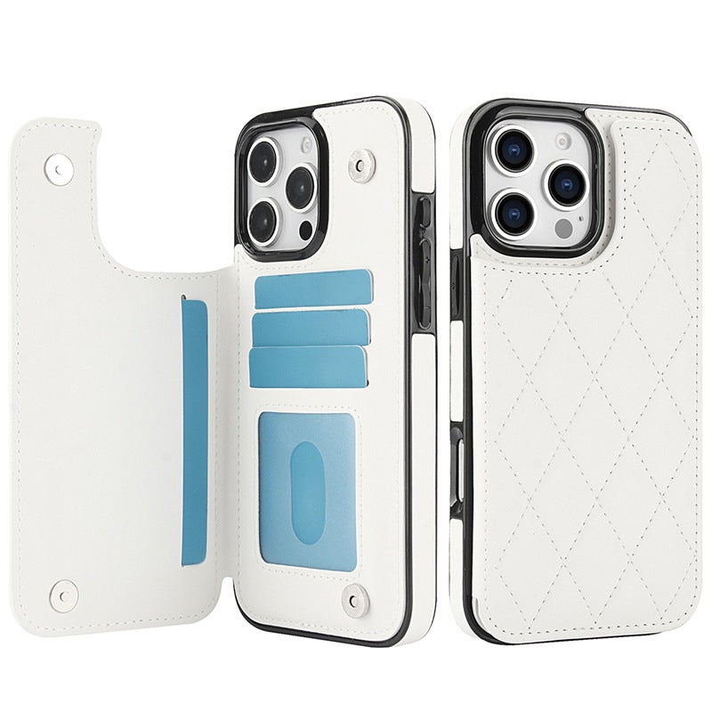 New RFID Blocking Card Holder Leather Phone Case for iPhone 16/16e/16 Pro/16 Plus/16 Pro Max