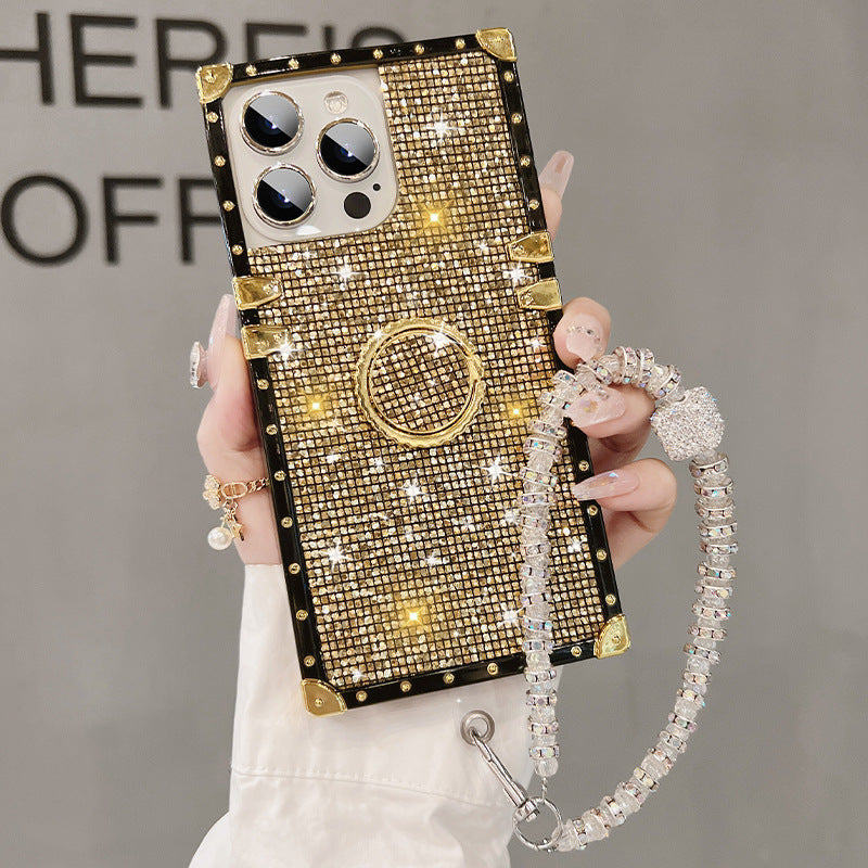 New Bling Glitter Bracket Phone Case With Lanyard for iPhone