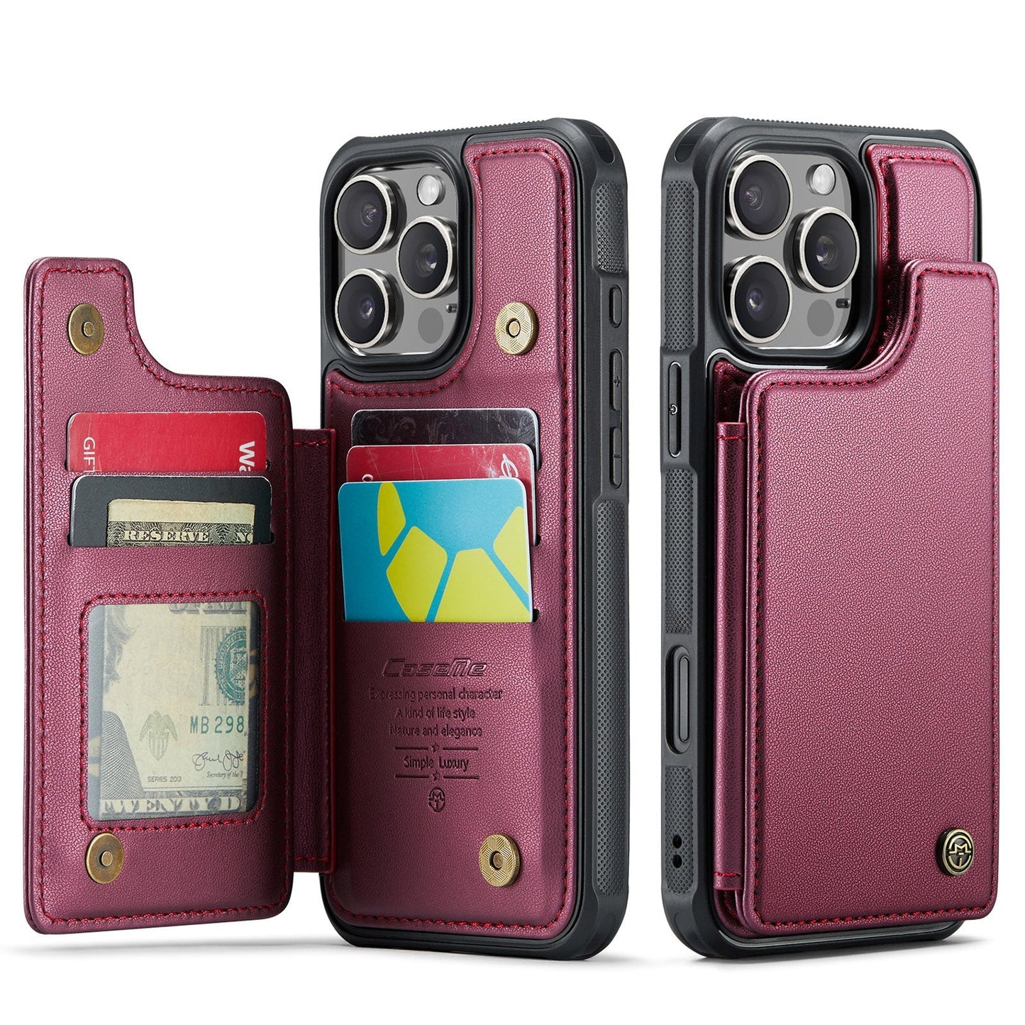 New RFID Blocking Card Holder Leather Phone Case for iPhone