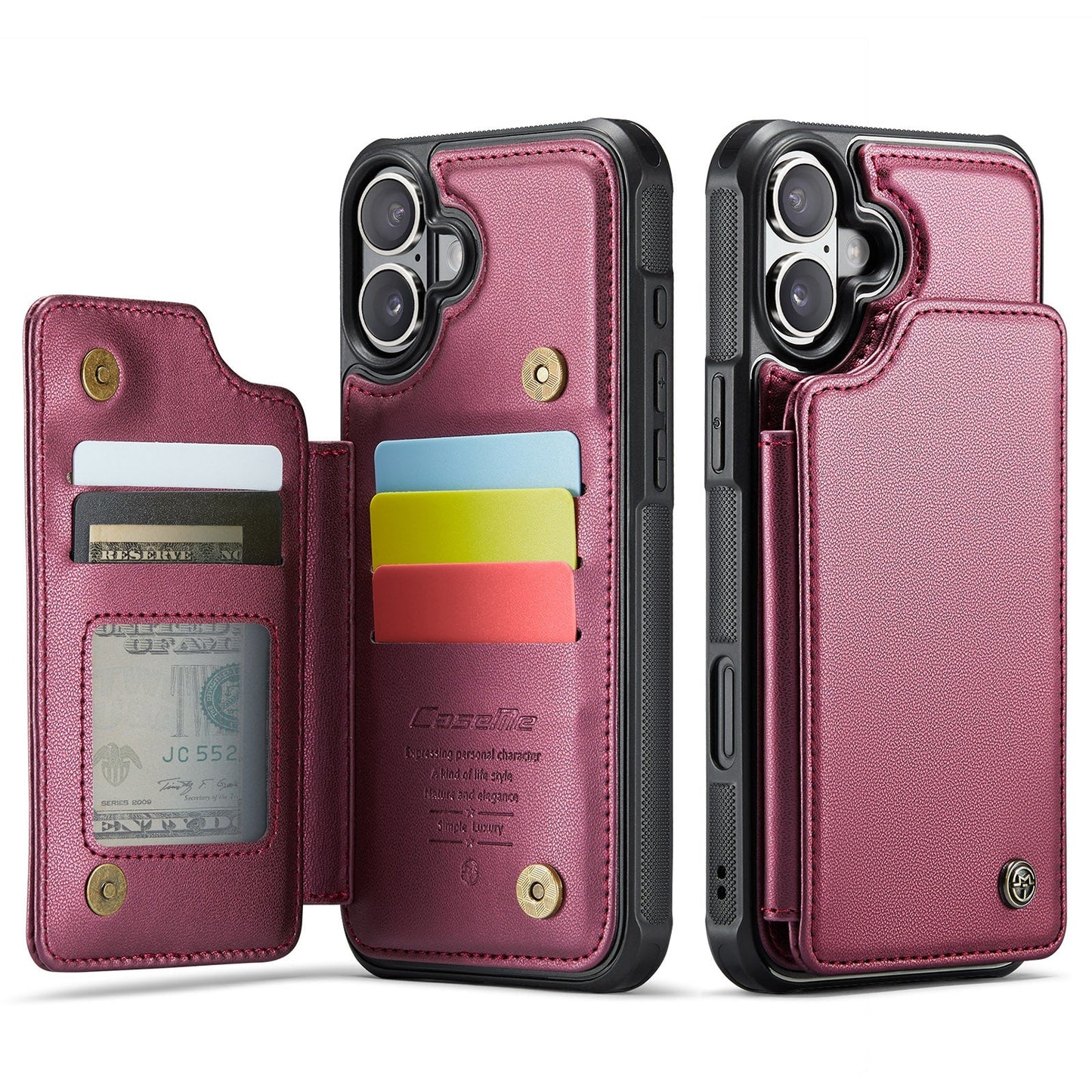 New RFID Blocking Card Holder Leather Phone Case for iPhone