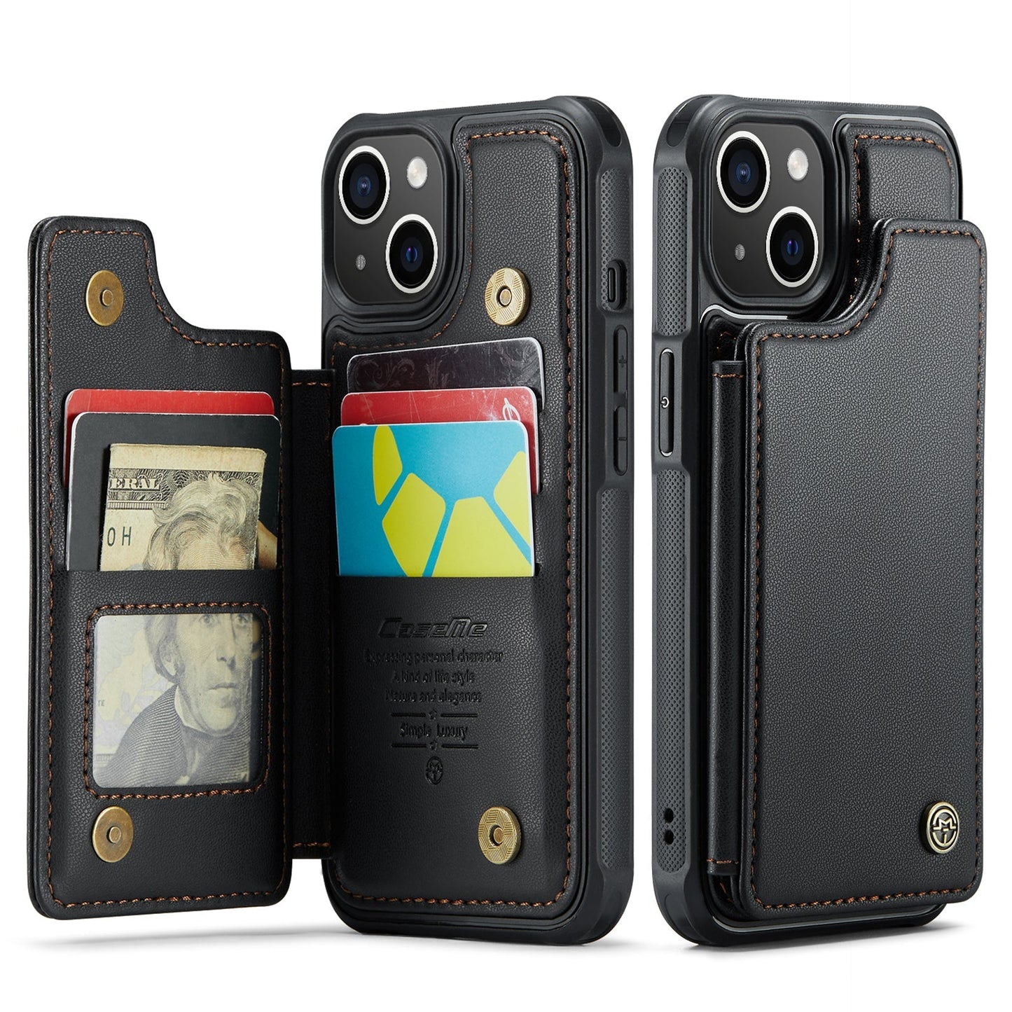 New RFID Blocking Card Holder Leather Phone Case for iPhone