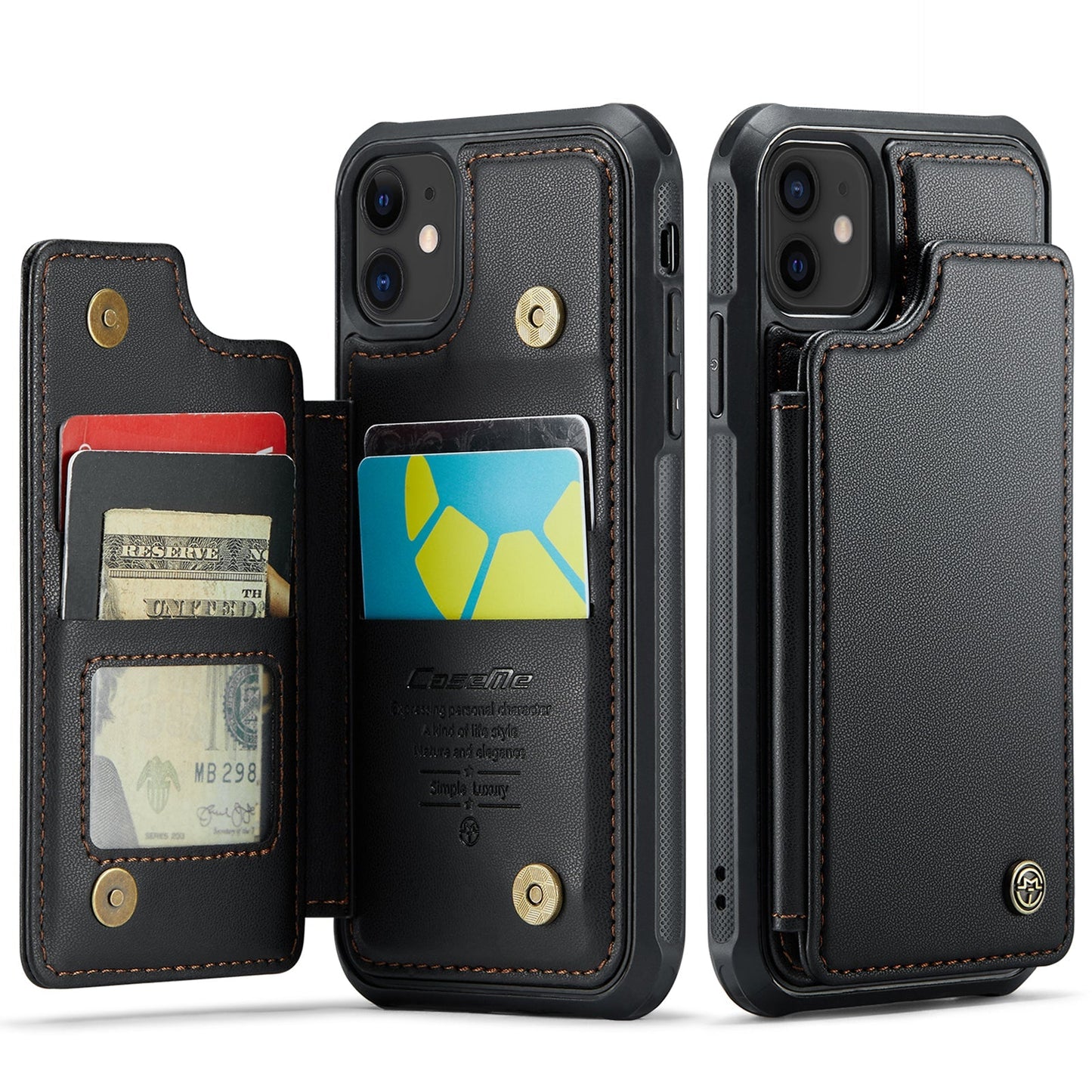 New RFID Blocking Card Holder Leather Phone Case for iPhone