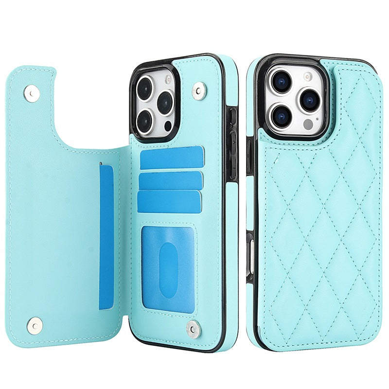New RFID Blocking Card Holder Leather Phone Case for iPhone 16/16e/16 Pro/16 Plus/16 Pro Max