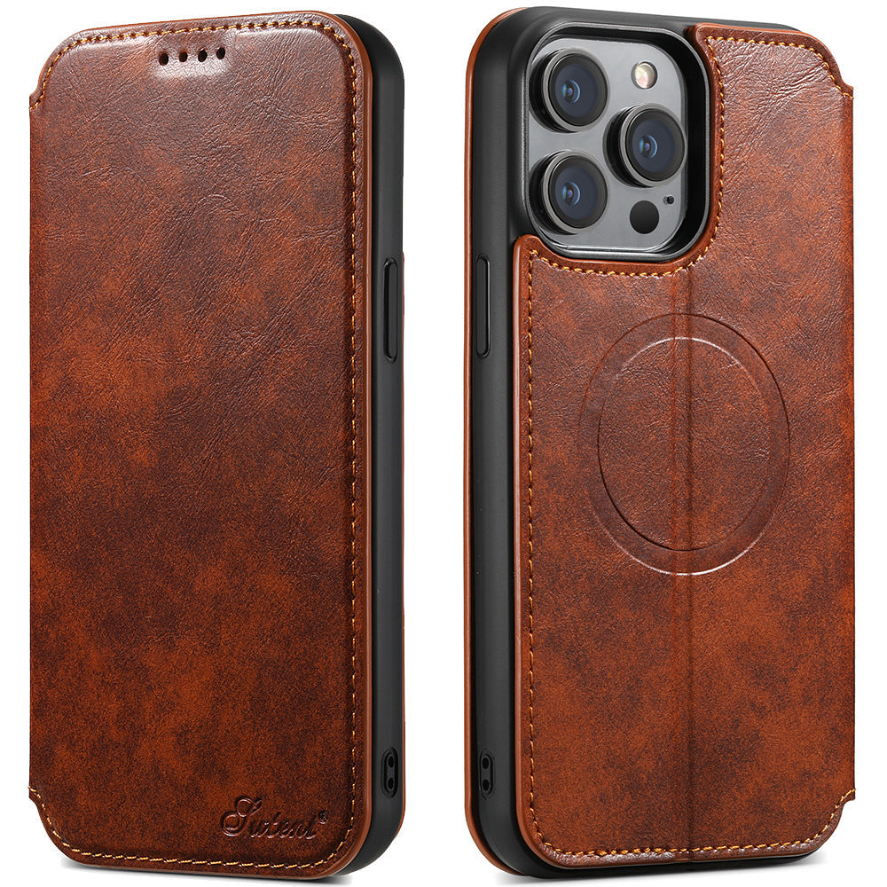 New Leather Card Holder Wireless Charging Phone Case for iPhone 16 Pro Max