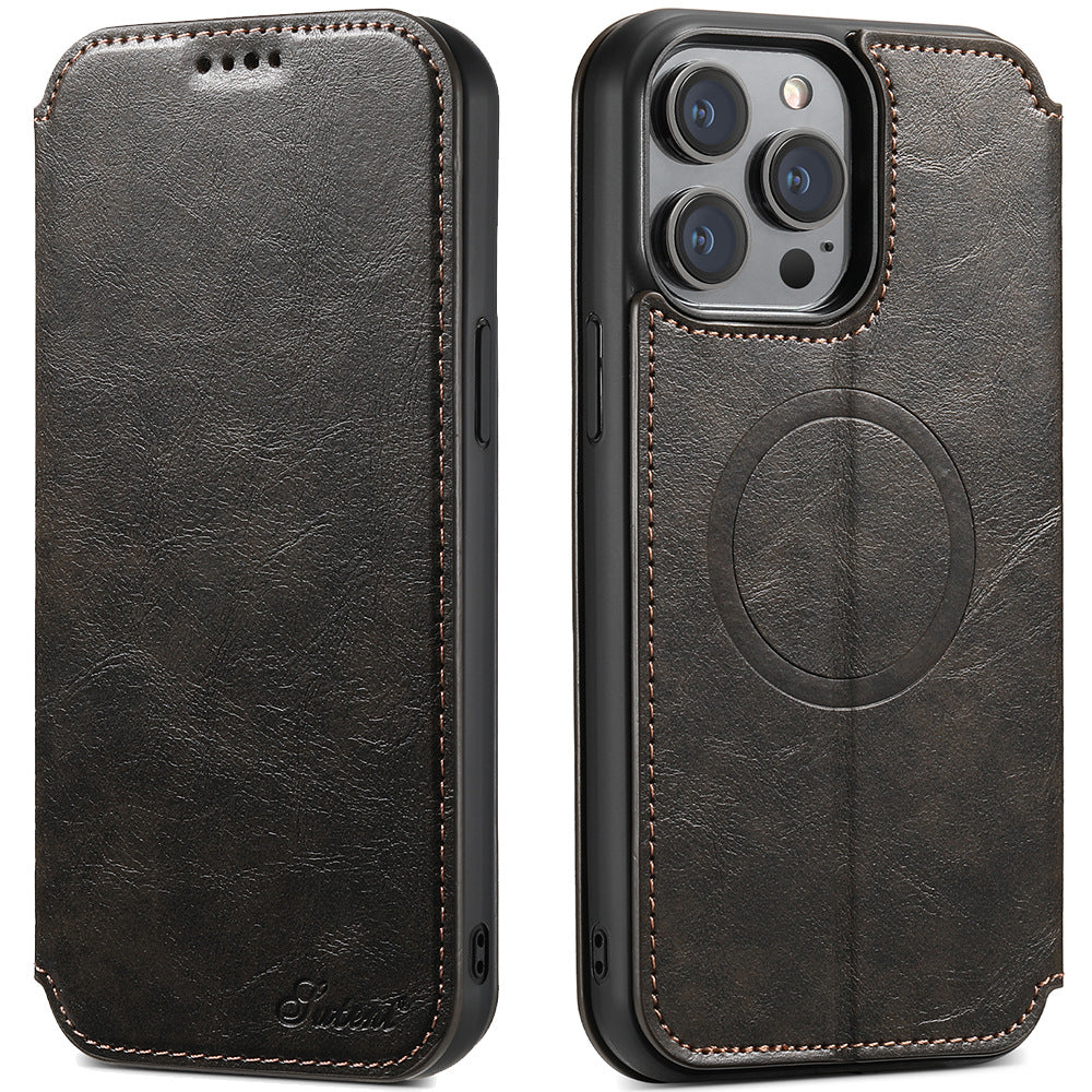 New Leather Card Holder Wireless Charging Phone Case for iPhone 16 Pro Max