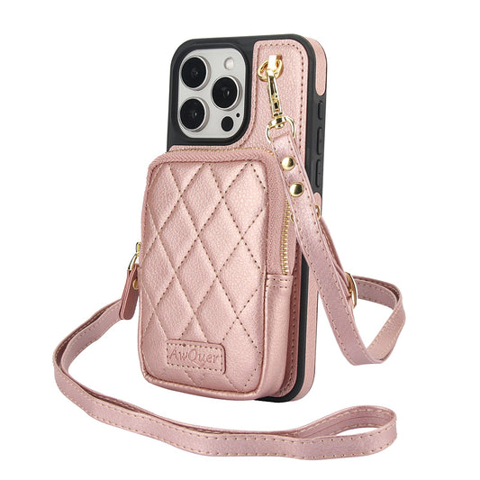 New Crossbody Zipper Wallet Leather Phone Case for iPhone
