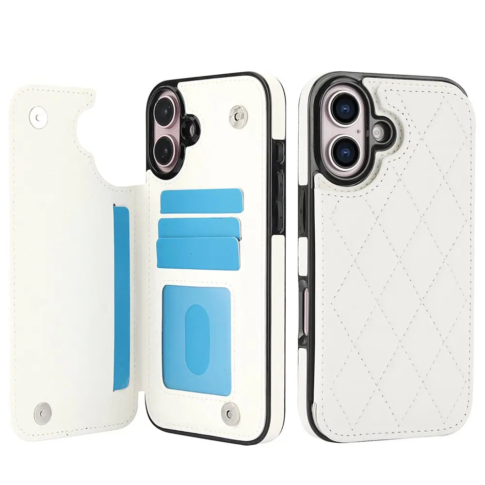 New RFID Blocking Card Holder Leather Phone Case for iPhone 16/16e/16 Pro/16 Plus/16 Pro Max