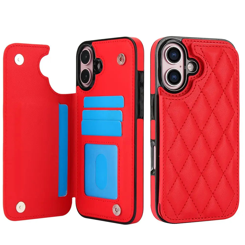 New RFID Blocking Card Holder Leather Phone Case for iPhone 16/16e/16 Pro/16 Plus/16 Pro Max