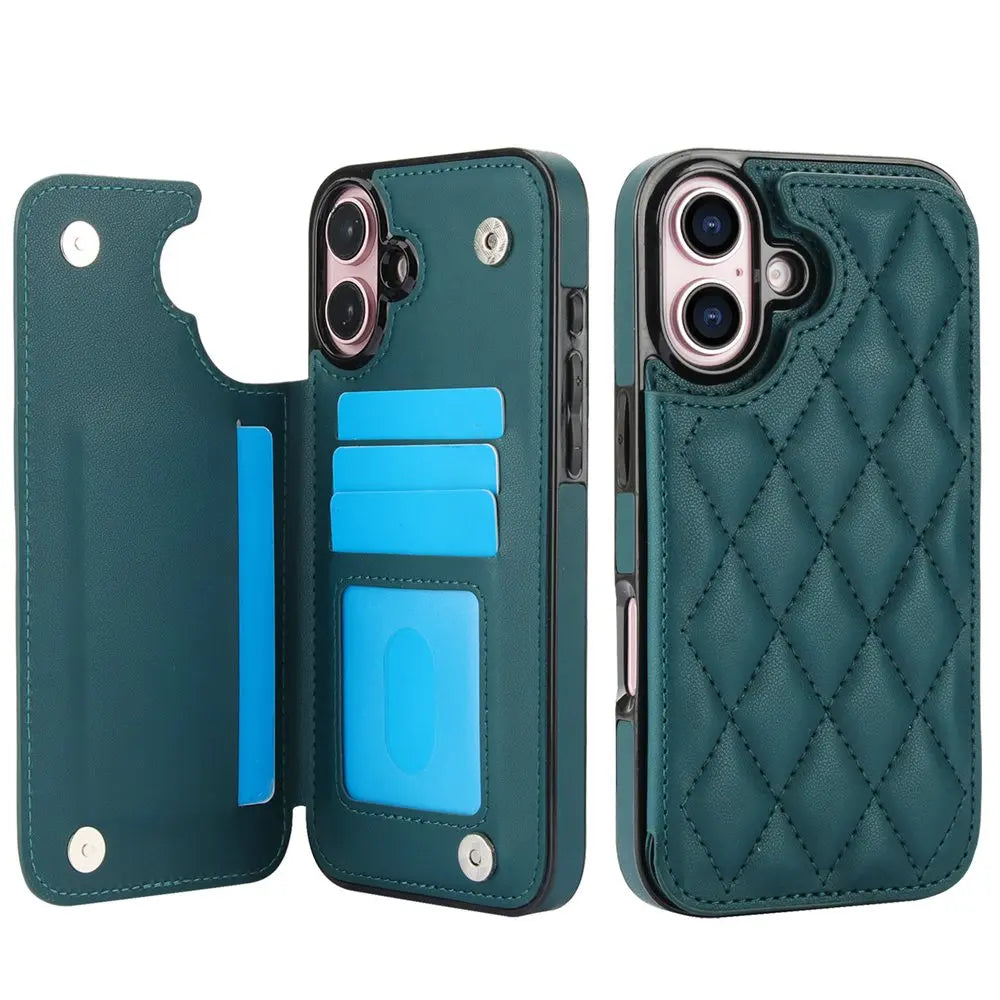 New RFID Blocking Card Holder Leather Phone Case for iPhone 16/16e/16 Pro/16 Plus/16 Pro Max