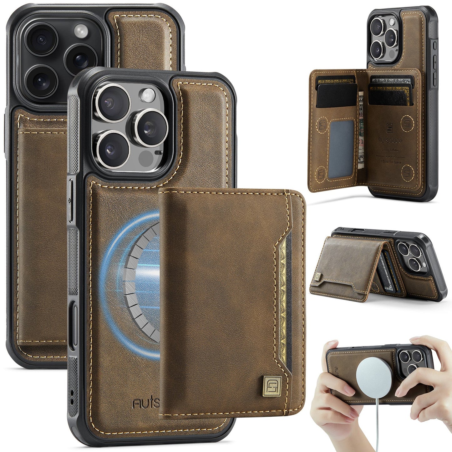 New 2-IN-1 RFID Blocking Card Holder Phone Case for iPhone