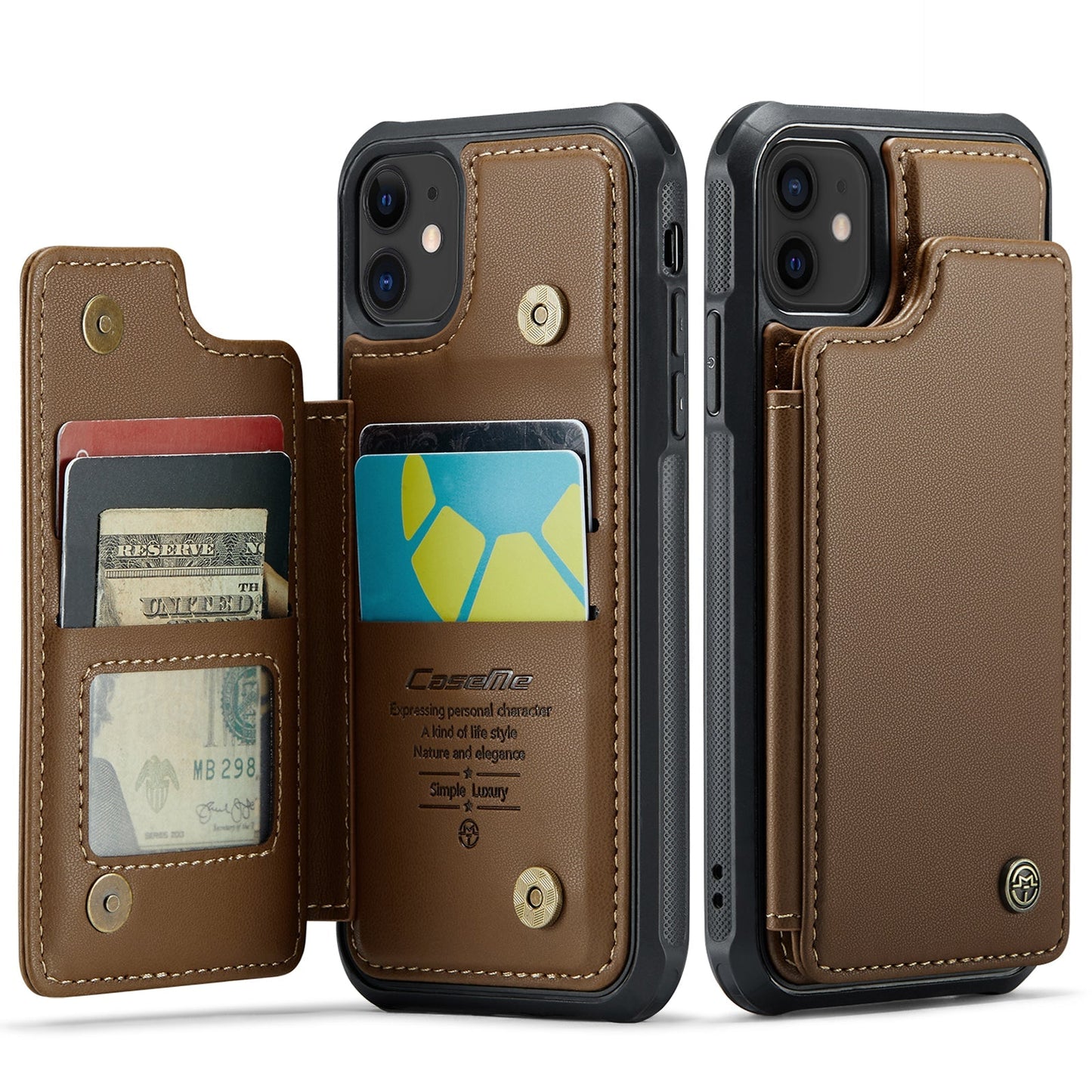 New RFID Blocking Card Holder Leather Phone Case for iPhone