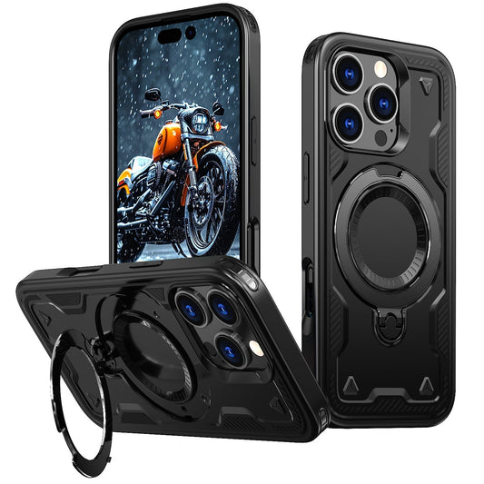 New PC Hybrid TPU Armor MagSafe Ring Holder Phone Case for iPhone