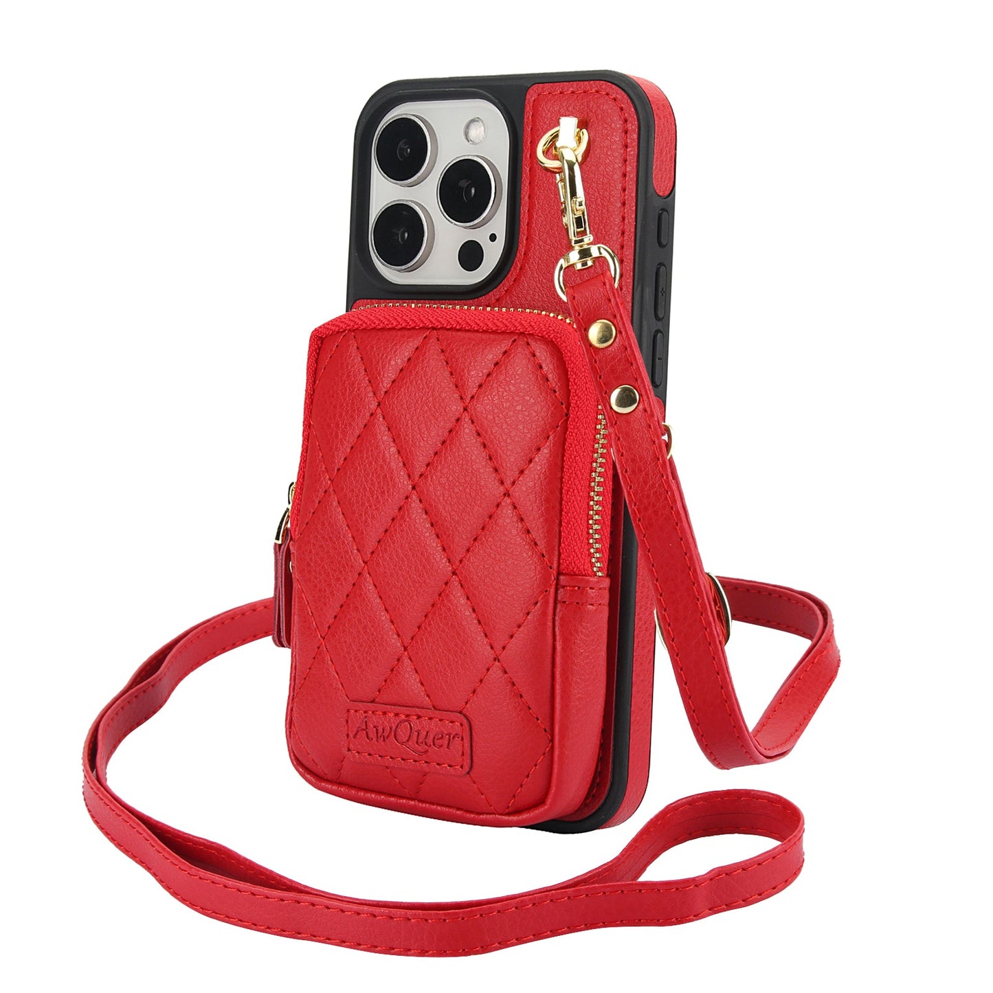 New Crossbody Zipper Wallet Leather Phone Case for iPhone