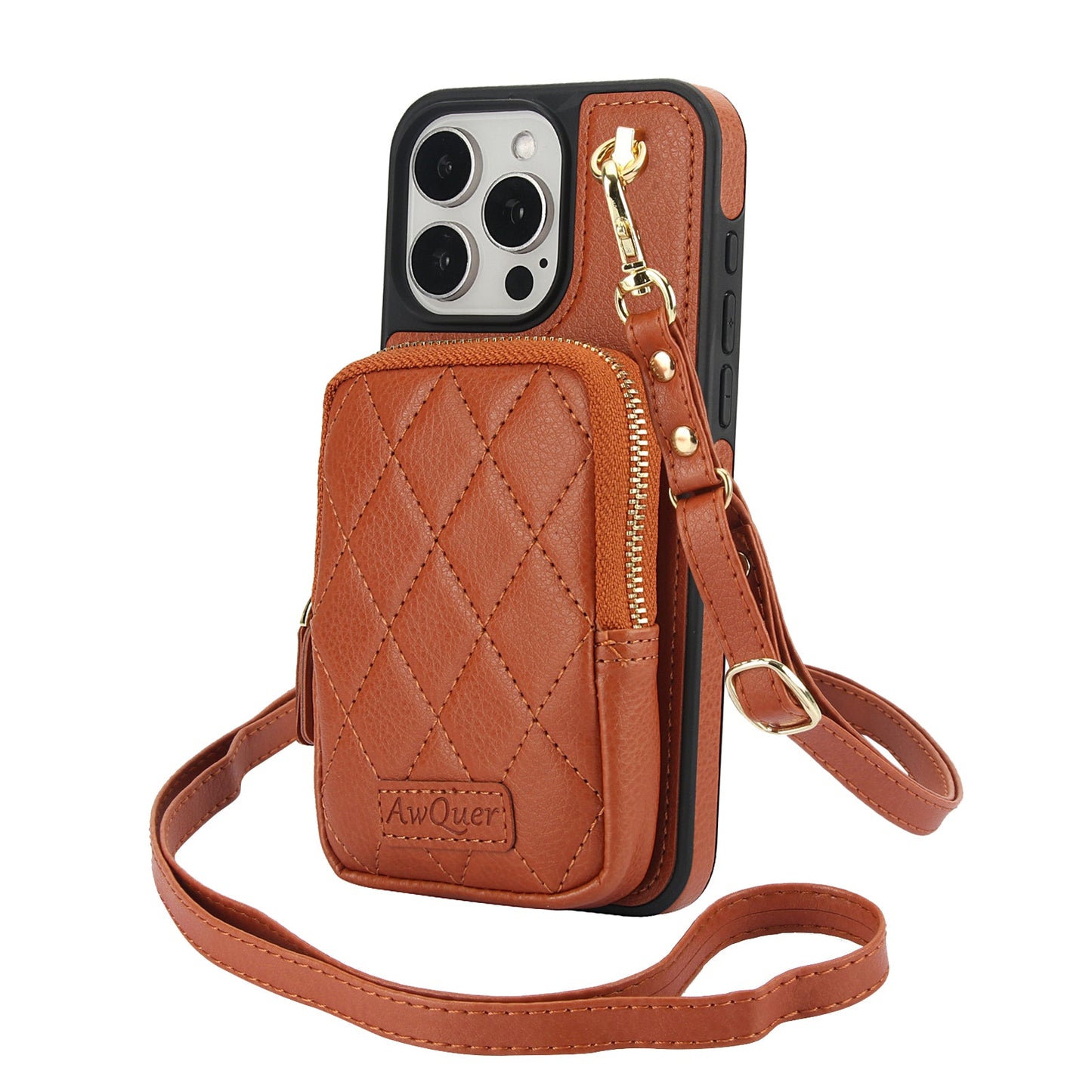 New Crossbody Zipper Wallet Leather Phone Case for iPhone