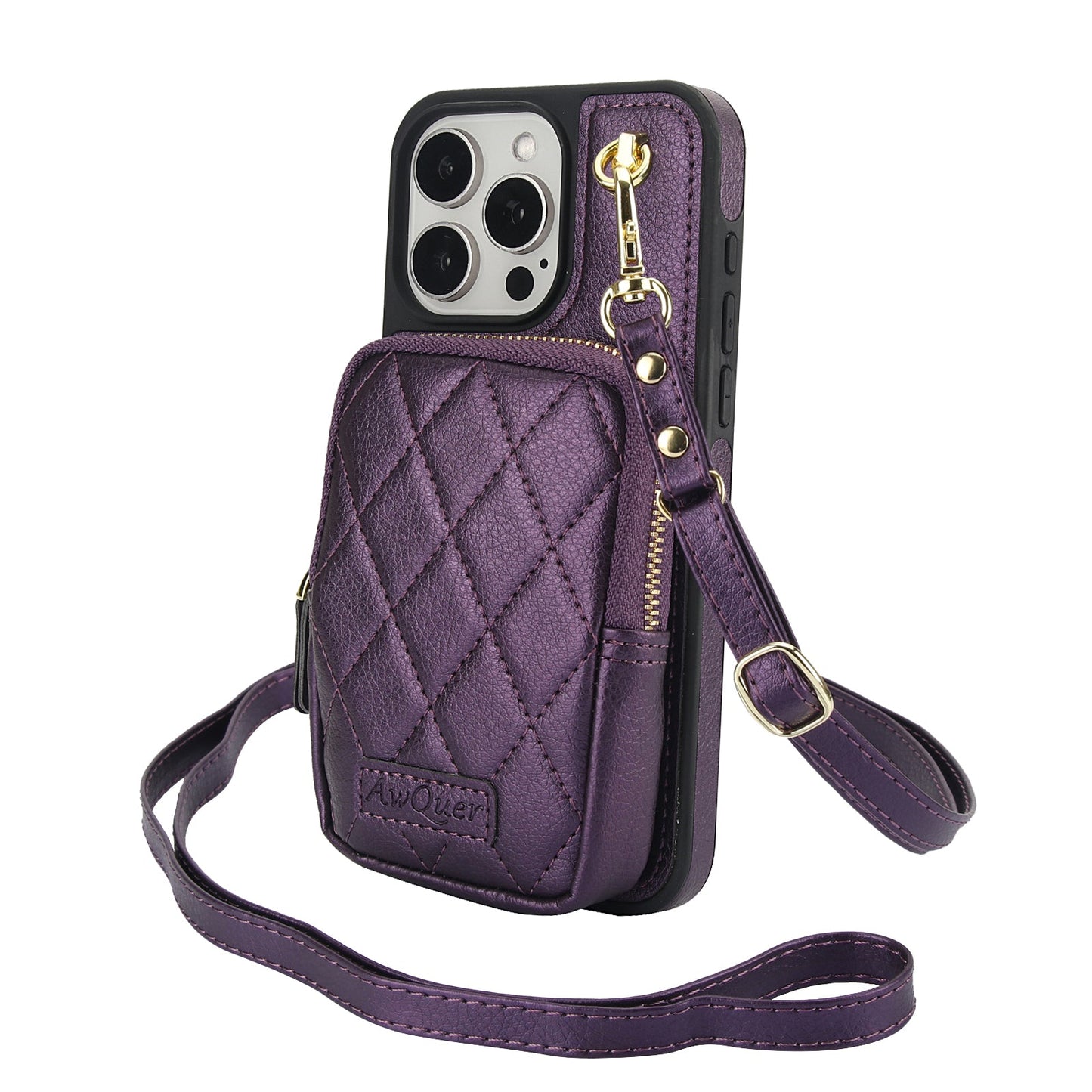 New Crossbody Zipper Wallet Leather Phone Case for iPhone