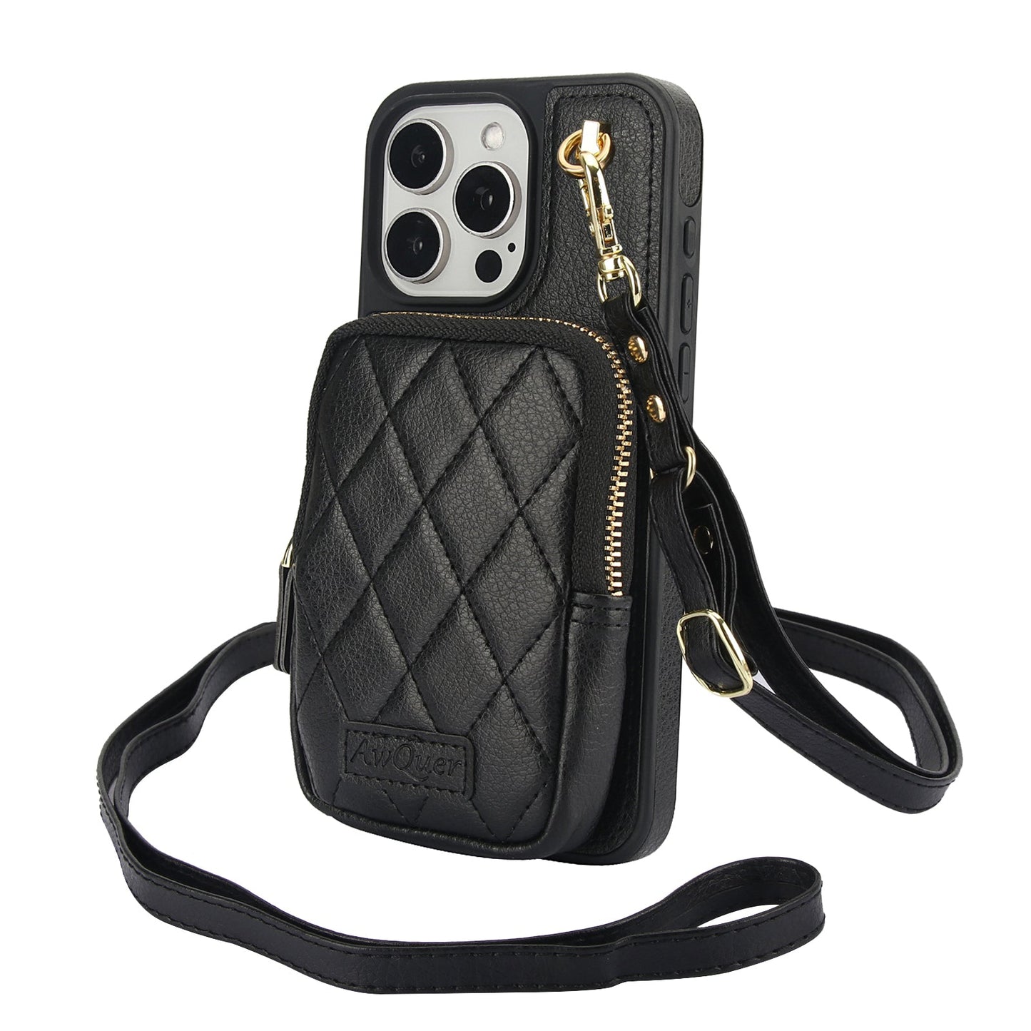New Crossbody Zipper Wallet Leather Phone Case for iPhone