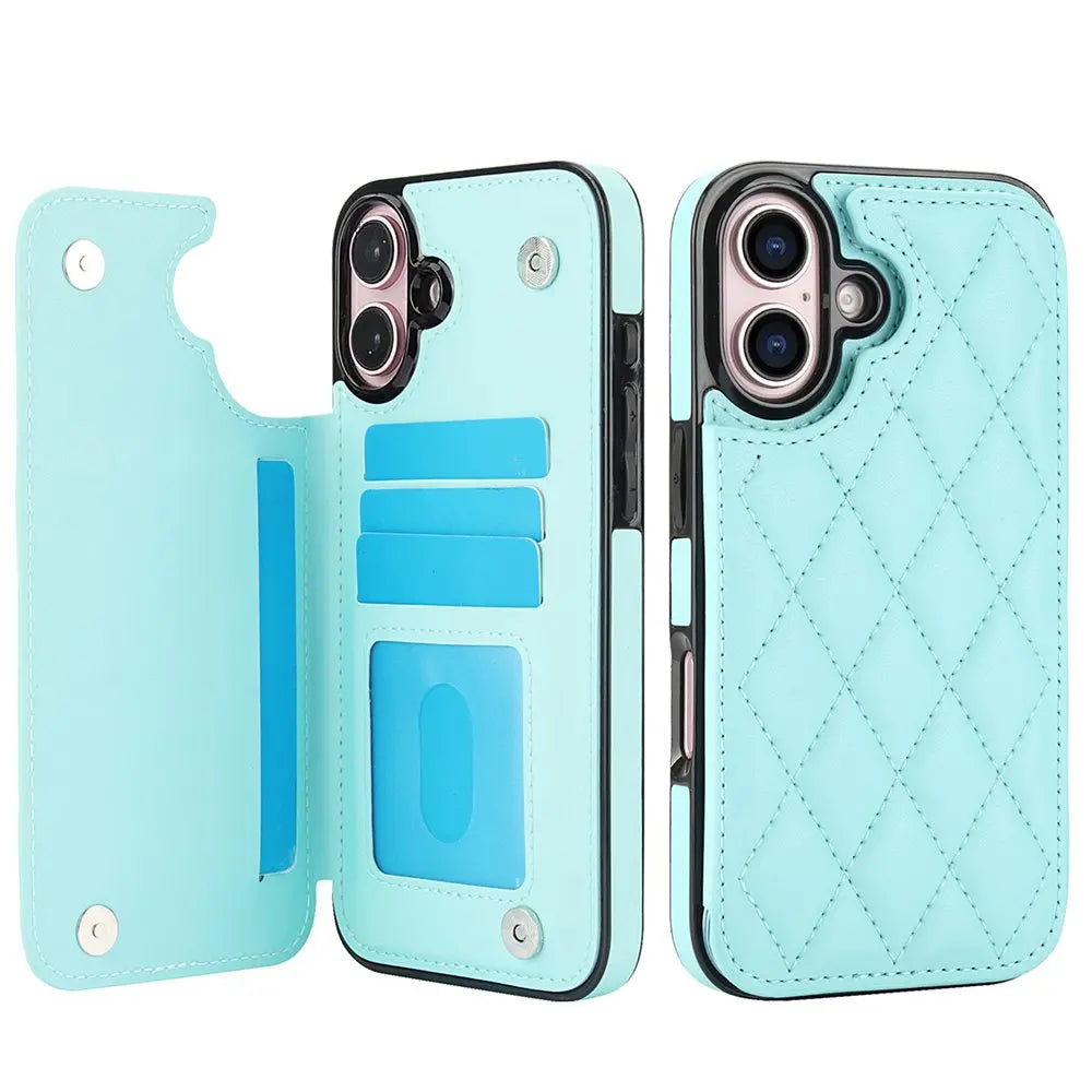 New RFID Blocking Card Holder Leather Phone Case for iPhone 16/16e/16 Pro/16 Plus/16 Pro Max
